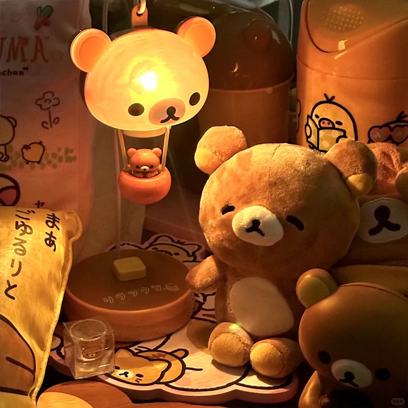 Luminária de Balão Rilakkuma: Linda Lâmpada Decorativa San-X Forest, Luz Noturna de Desenho Animado com Tema de Urso Relaxante, Decorações Criativas