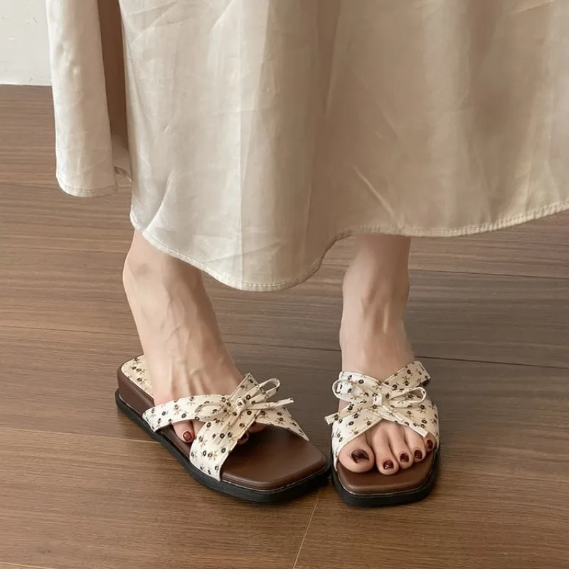 

Summer Butterfly-knot Wedges Heel Women Fashion Thick Bottom Slippers Casual Outdoor Beach Vacation