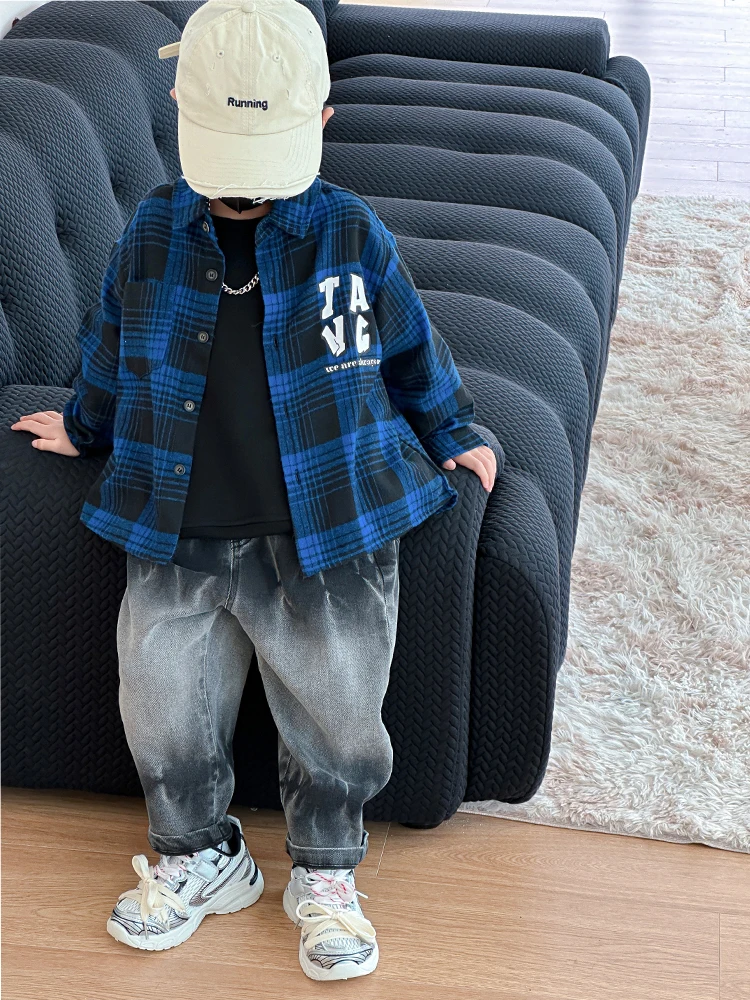 Children's jeans Autumn Korean version of children's wear 2024 autumn new boy elastic denim pants male treasure autumn fashion