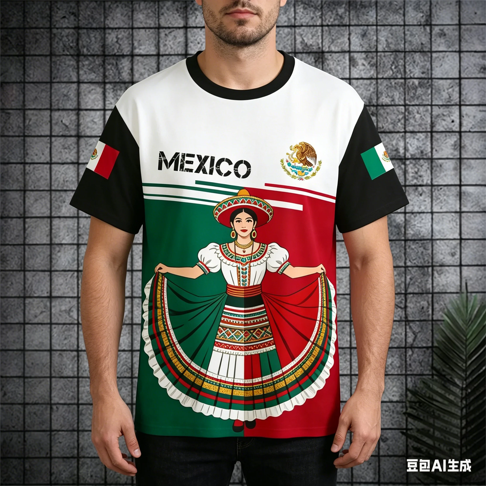 Fashion Mexico National Flag Print T Shirt For Men Funny 3D Eagle Pattern Short Sleeve Summer Casual O-neck Loose Top Men's Tees