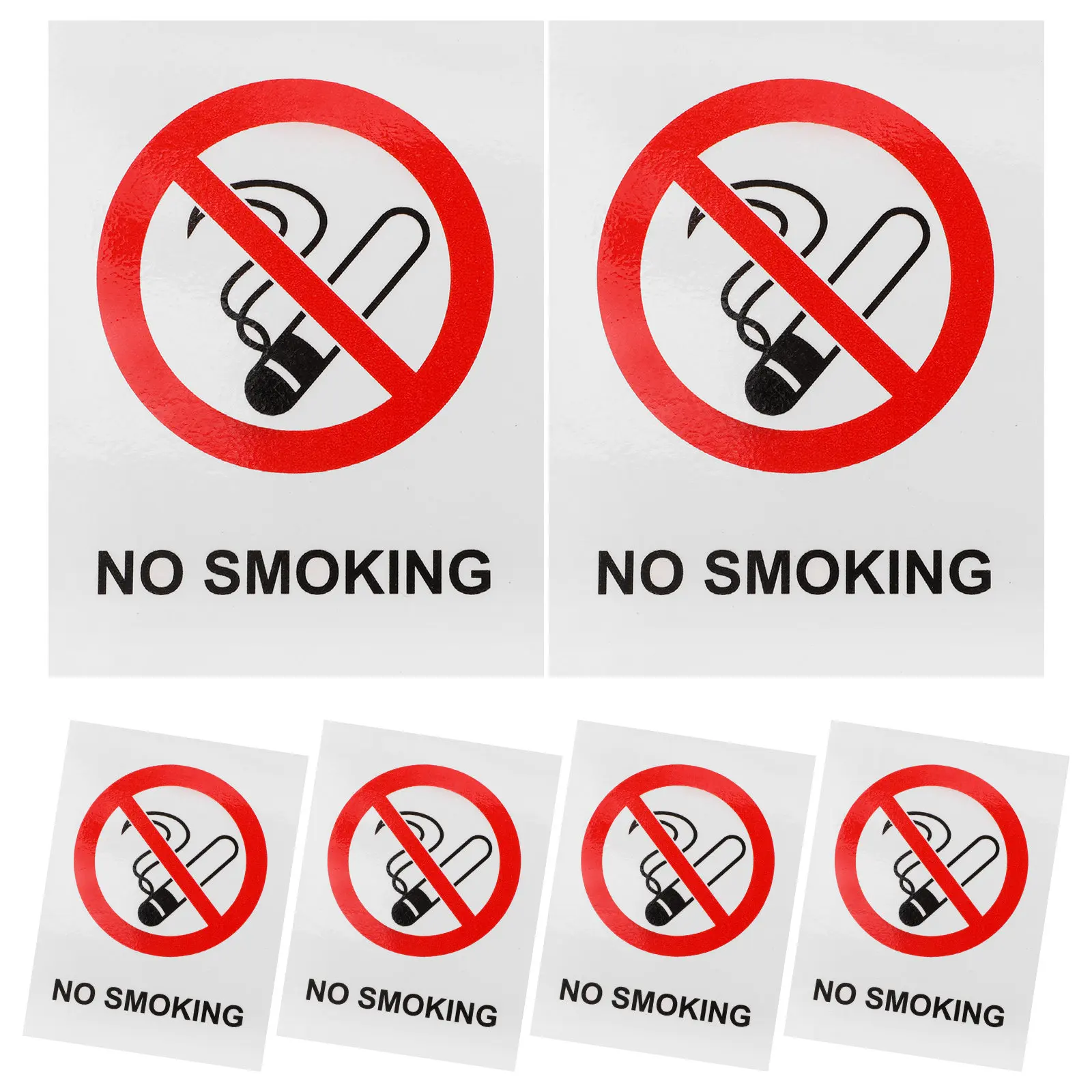 6Pcs No Smoking Sticker Industrial Grade PVC No Smoking Wall Decal Self Adhesive for Office Building Hotel Car Door Indoor
