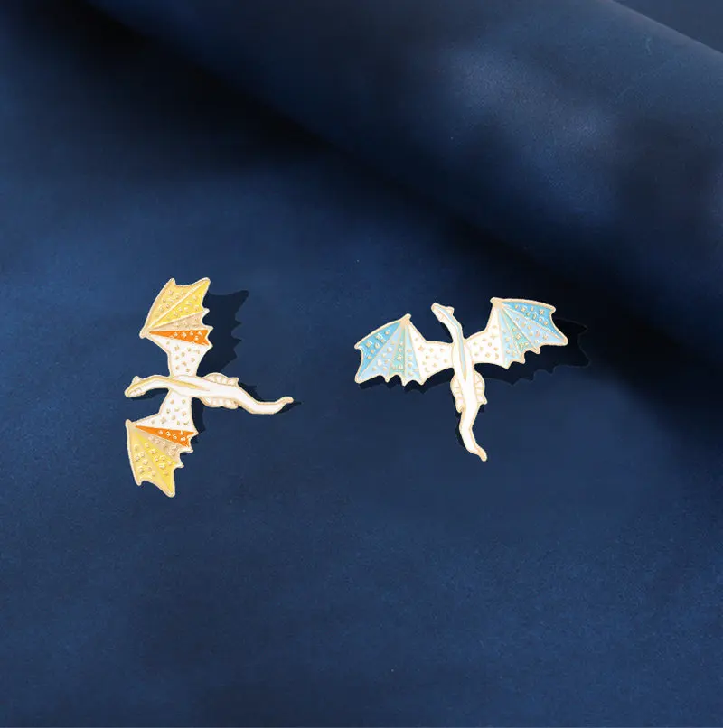 Flying Dragon Enamel Pins Custom Myth Dinosaur Brooches Bag Clothes Lapel Pin Badge Animal Jewelry Gift for Kids Friends