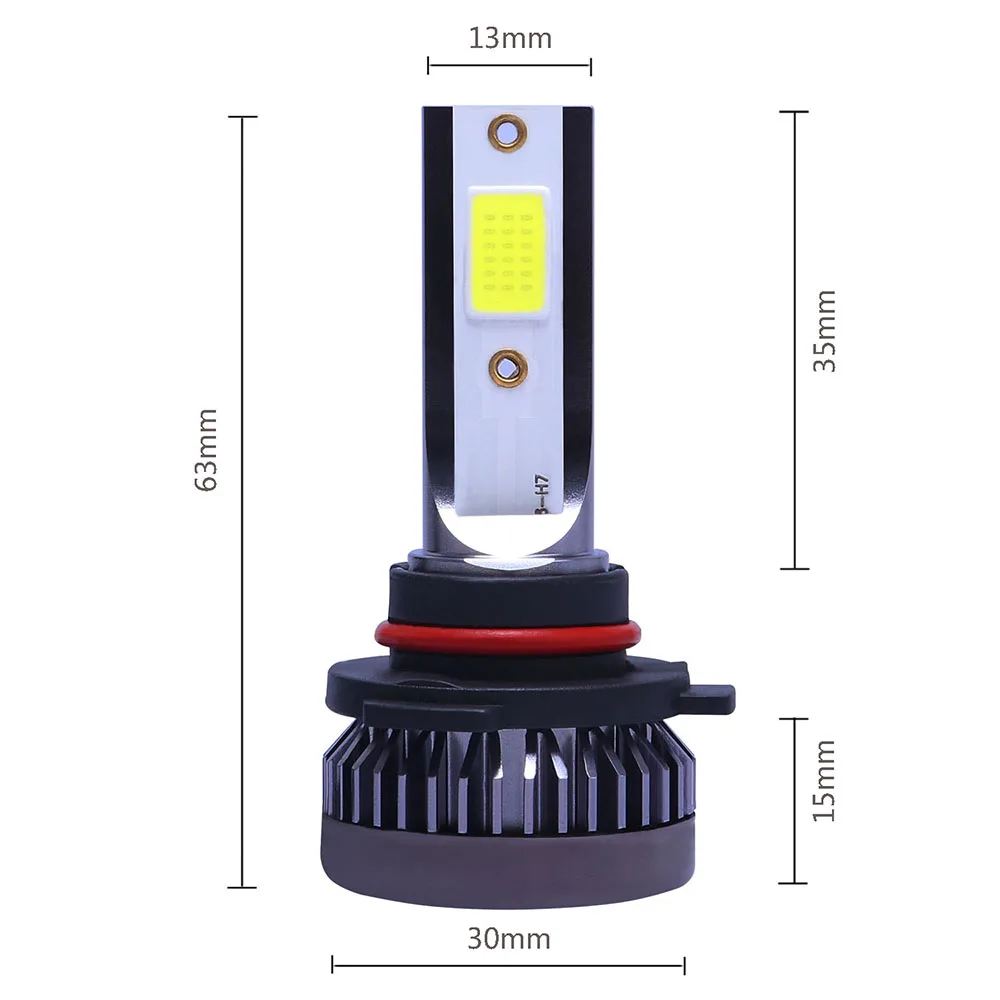 Kit de conversión de bombillas de faro LED, luz de conducción antiniebla, lámparas Hi-Low, DRL 1400 K, enchufe blanco, 2 piezas, 6000 W