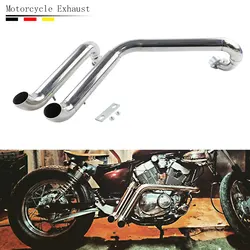 Motorcycle Exhaust Pipe XV535 XV400 Chrome Drag Pipes Full Muffler System Silencers For Yamaha Virago XV 535 XV 400