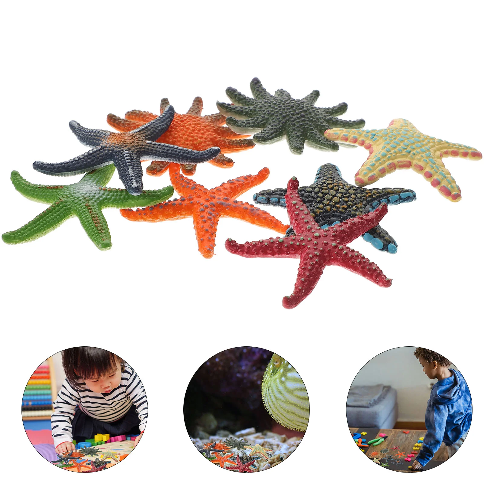 8 Pcs Sea Life Animals Figurine Marine Model Diving Toys Dive Swimming Pool Nautical Starfish Decal