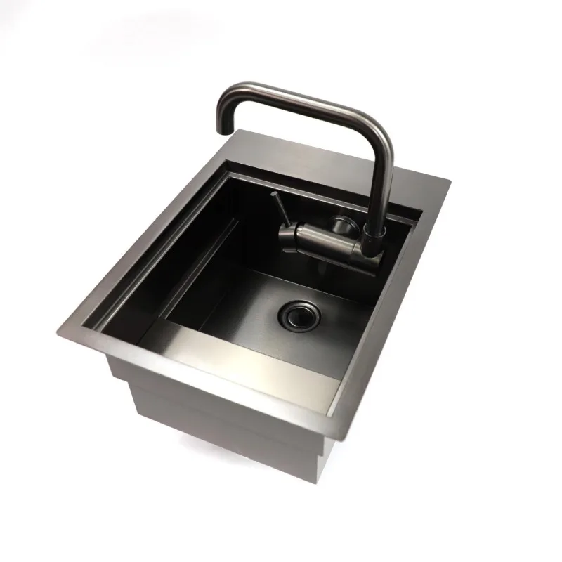 

304 stainless steel sink large single sink kitchen vegetable basin black bar sink stainless steel vegetable basin integrated cab