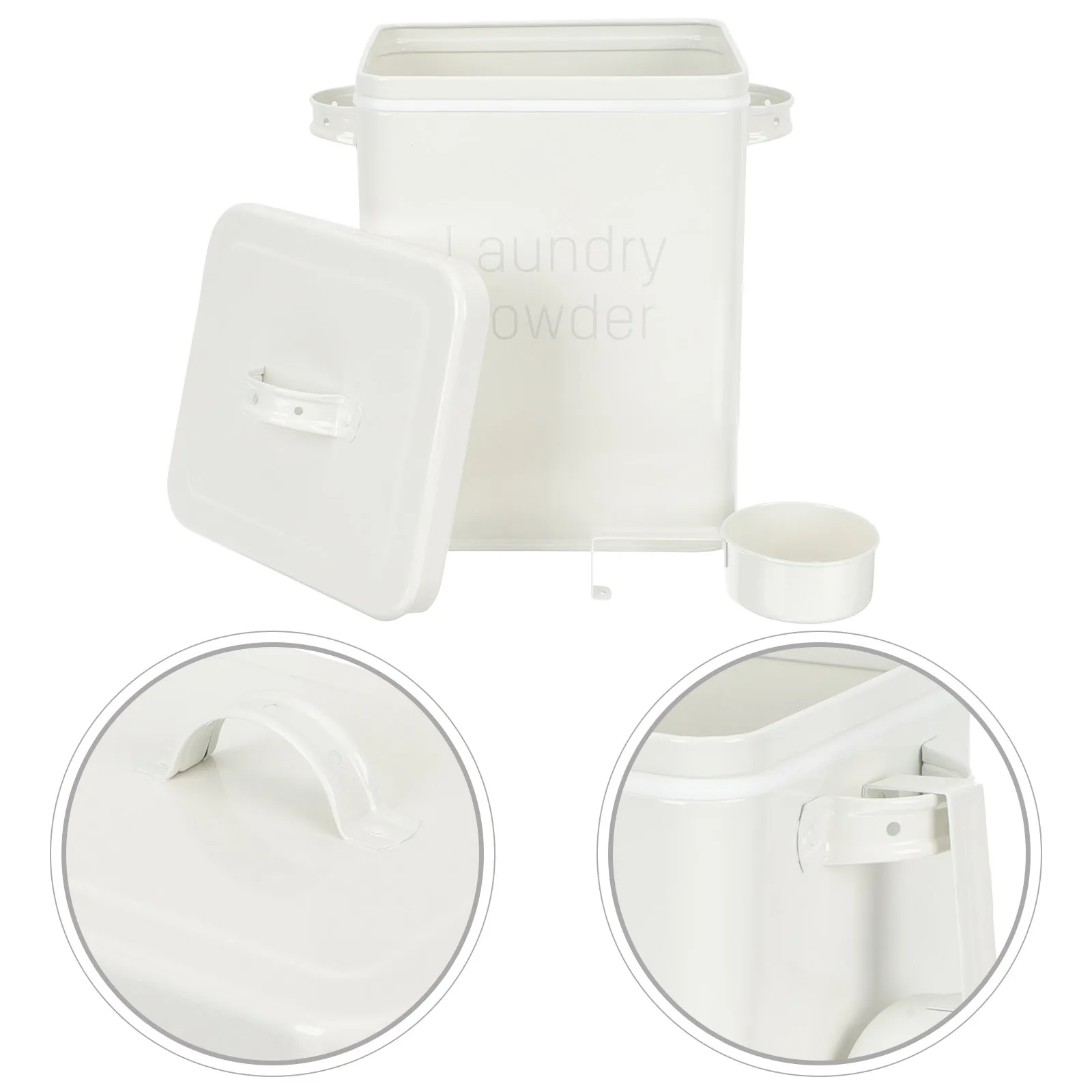 

Laundry Detergent Storage Case Premium Iron Laundry Bucket Large Capacity Powder Container with Handle Scoop Easy Clean