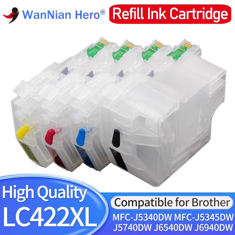 1set High Capacity LC422XL LC422 Empty Refill Ink Cartridge For Brother MFC-J5340DW MFC-J5345DW J5740DW J6540DW J6940DW printer