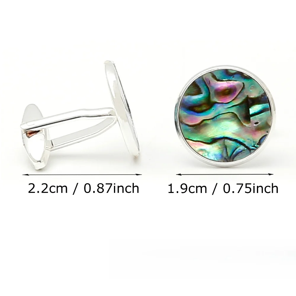 Exquisite Shell Cufflinks For Men Abalone Shell Round Silver Men's Shirt Cufflinks High End Gifts For Business Banquets