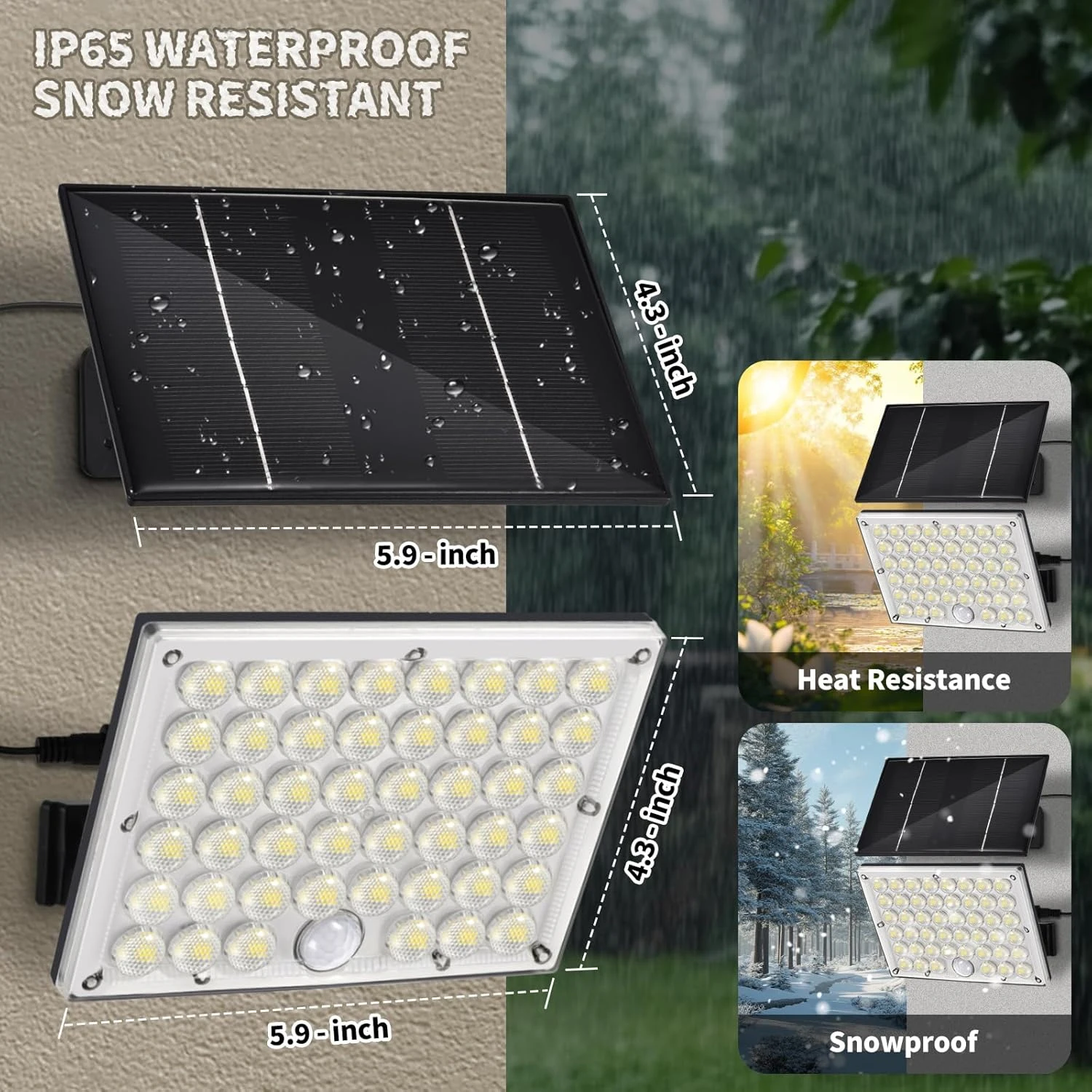 2 Stück 234LED Solar-Wandleuchte IP65 Wasserdicht Bewegungssensor Flutlicht Außen Split Sicherheitsbeleuchtung Lampe für Terrasse, Hof, Garage – Detail 13