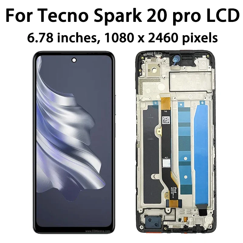 100% Tested For Infinix Tecno Spark 20 Pro KJ6 LCD Display Spark 20C BG7 LCD Screen Touch Panel Digitizer For Tecno Spark 20 KJ5