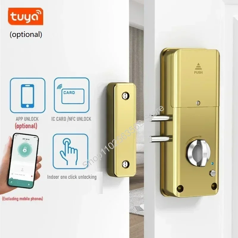 Invisible Door Lock Tuya Smart Wooden Door Lock APP IC Card Unlock Electronic Lock Indoor Hidden Burglar Door Locks Punch Free