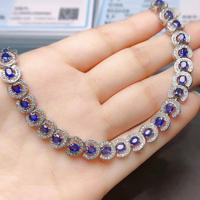 SACEGEMS جديد وصول 925 فضة 3*4 مللي متر الياقوت الطبيعي الأحجار الكريمة أساور للنساء المشاركة كوكتيل غرامة مجوهرات