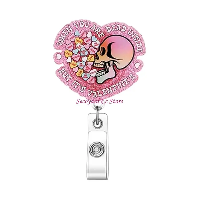 N3UC Retractable Badge Card Holder Glittering Sequins ABS Badge Holder with Metal Belt Clip for Nurse Doctor Student Teacher