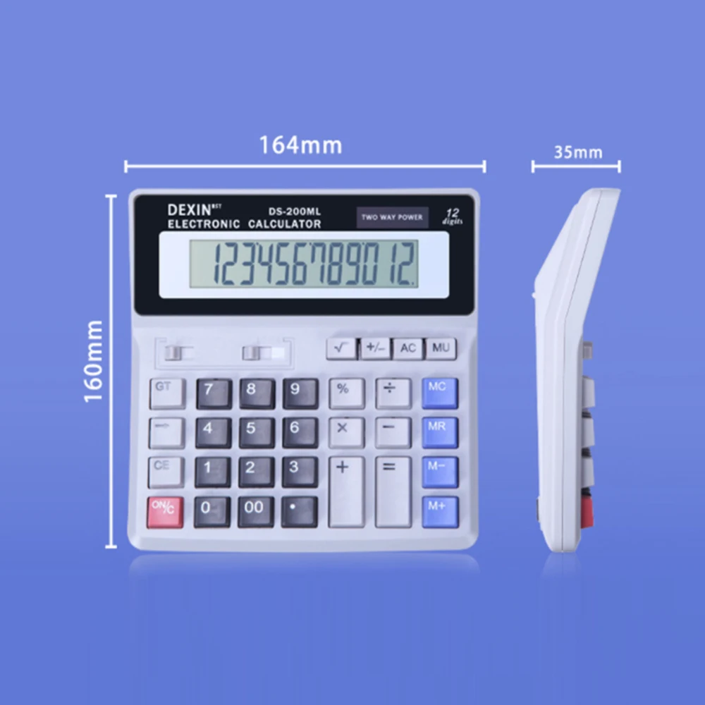 Desk Calculator 12 Digit LCD Display Solar and Battery Powered Big Button Giant Accounting Calculator with Anti-slip Bottom