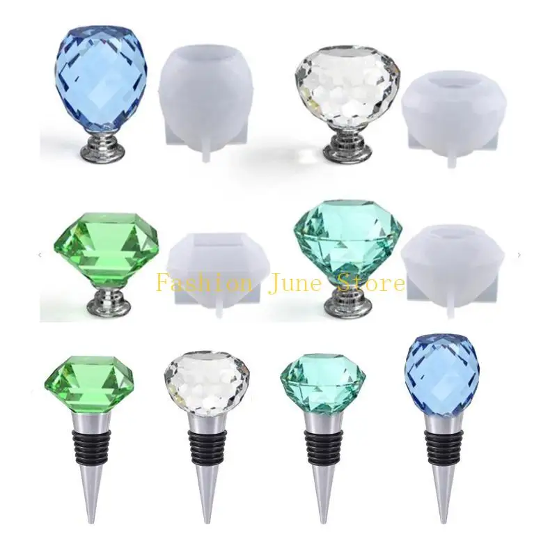 

N5KA Crystals Resin Epoxy Molds for DIY Casting Crafts Making Wine Bottle Stopper Crystal Epoxy Silicone Mold