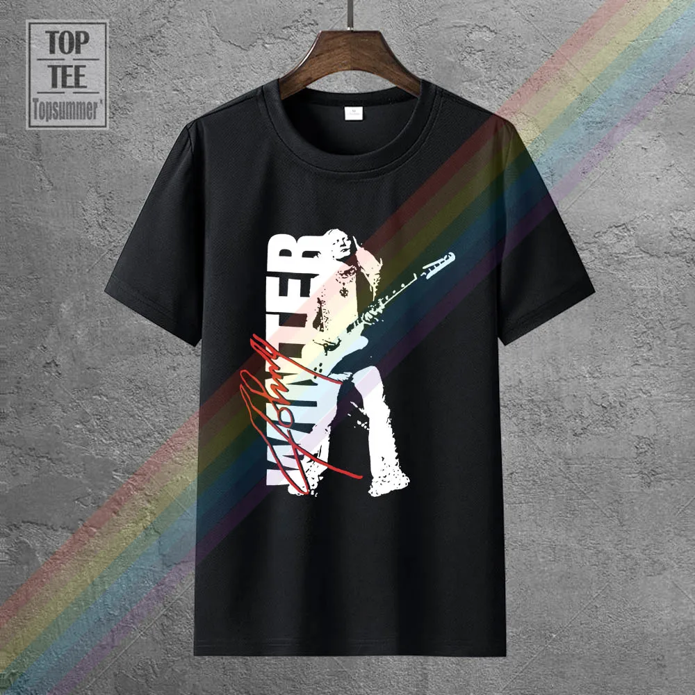 

Johnny Winter Signature Photo Black T Shirt Brand New Brand Cotton Men Clothing Male Slim Fit T Shirt Sleeve Fashion