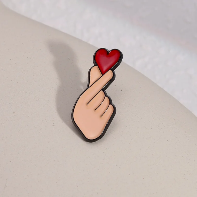 Funny Finger Gesture Enamel Pin Skeleton Hand RAD Hand Heart Gesture Middle Finger Sign Language Brooch Lapel Badge Jewelry Gift