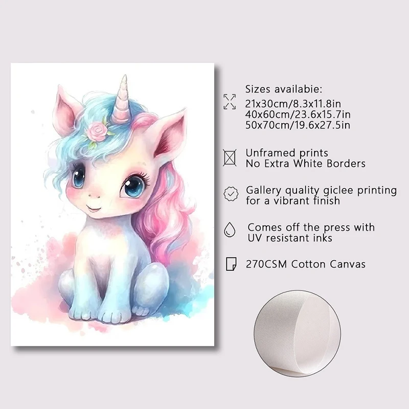 1pc Canvas Painting frameless Dreamcatcher Princess Unicorn Girl Fairy Castle Colorful Wall Art Canvas Painting Posters and Prin