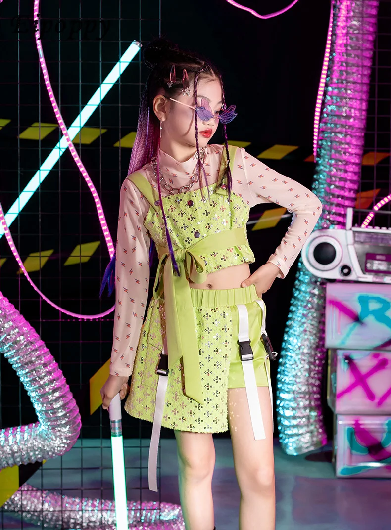 بدلة رقص الجاز للأطفال ، رائع ، أطفال وسيمون ، ملابس عصرية هيب هوب ، ملابس عصرية للفتيات