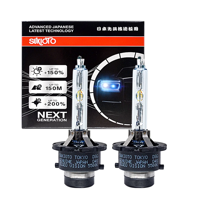 2PCS SUKIOTO JAPANESE D2S Car Headlight Bulb Xenon D4S HID Light Bulb Original Super Bright 5500K 35W D2S D2R D4R D4S HID Lamps