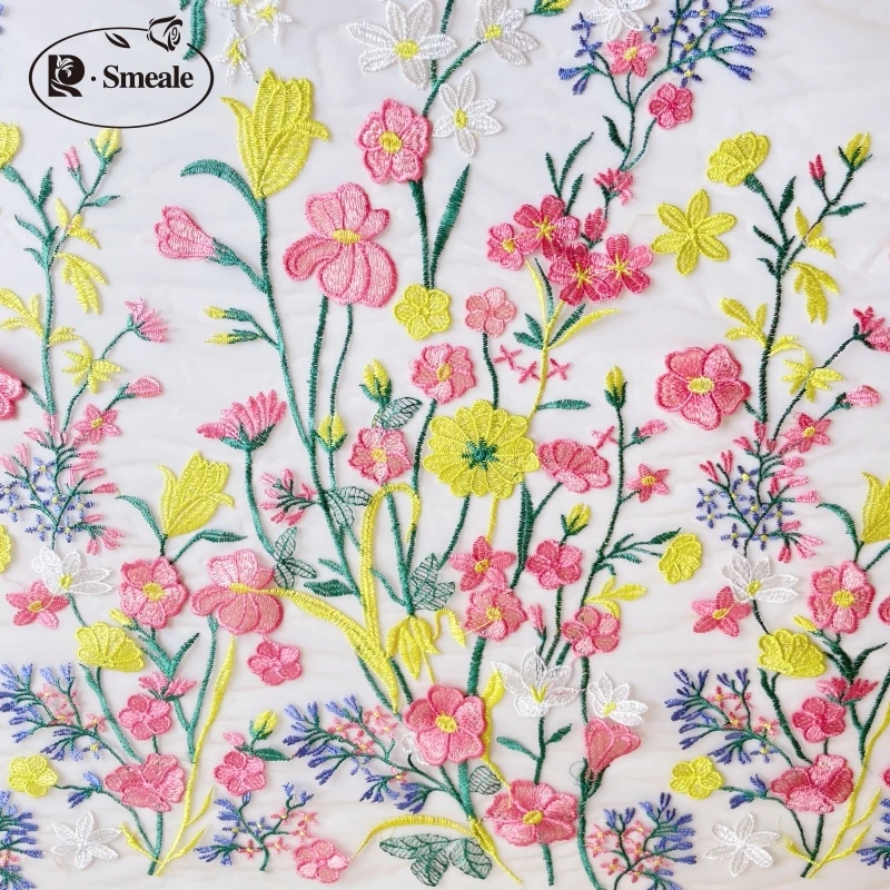 Mehrfarbiger Spitzenstoff für Kinderbekleidung, 3D-Applikation, DIY-Nähen, Blumen, Sommer – Detail 5
