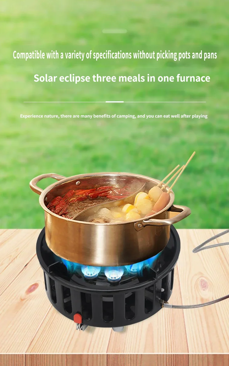 21000W 9-Core Camping Stove High-Power Gas Burner Strong Fire Power Portable Tourist Burner Windproof Stove Burner for Outdoor