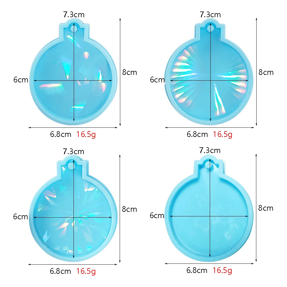 Holographic Christmas Resin Molds Silicone DIY Christmas Ornament Pendant Resin Casting Mold Keychain Coaster Epoxy Resin Mould