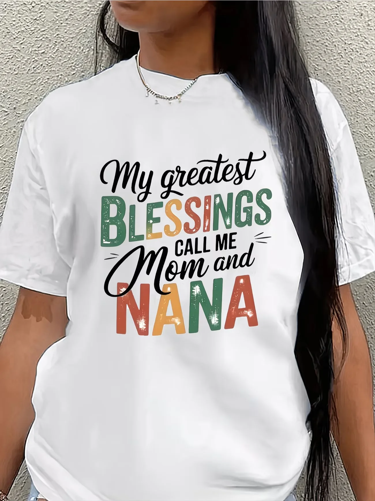 Retro Greatest Blessings Call Me Mom And Nana T-Shirt Women Summer Short Sleeve Graphic Print Loose Tops Female Streetwear Tee