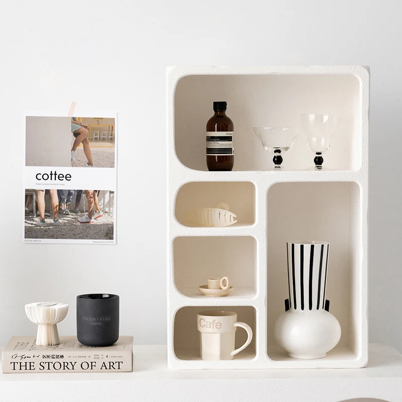 

Настраиваемый ‌ Настенная полка, плавающие полки с геометрическим рисунком, стильное хранилище для гостиной для дома, белый современный настенный шкаф