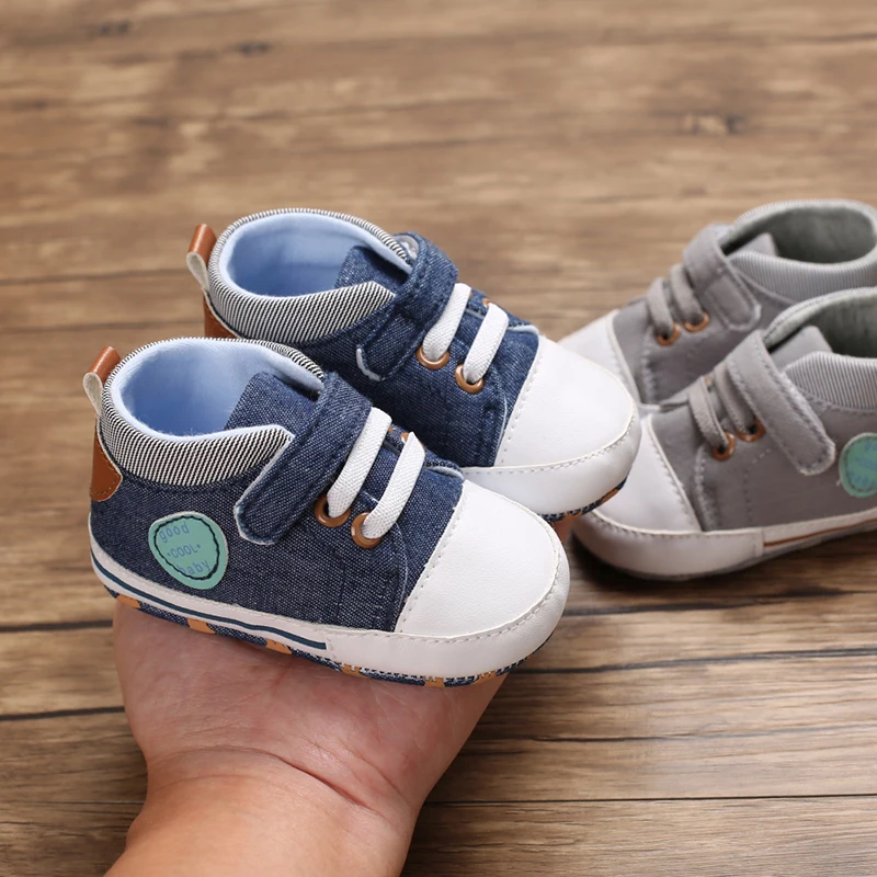 Baby Boys Fashion Canvas Sports Shoes Neonatal Soft Sole Comfortable Walking Shoes 0-18M