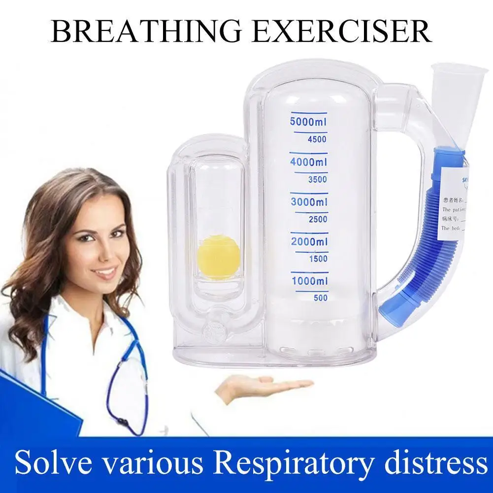 5000ml Volumetric Single Ball Breathing Trainer Lung Exerciser Incentive Spirometer Deep Breath Respiratory Breathing Device