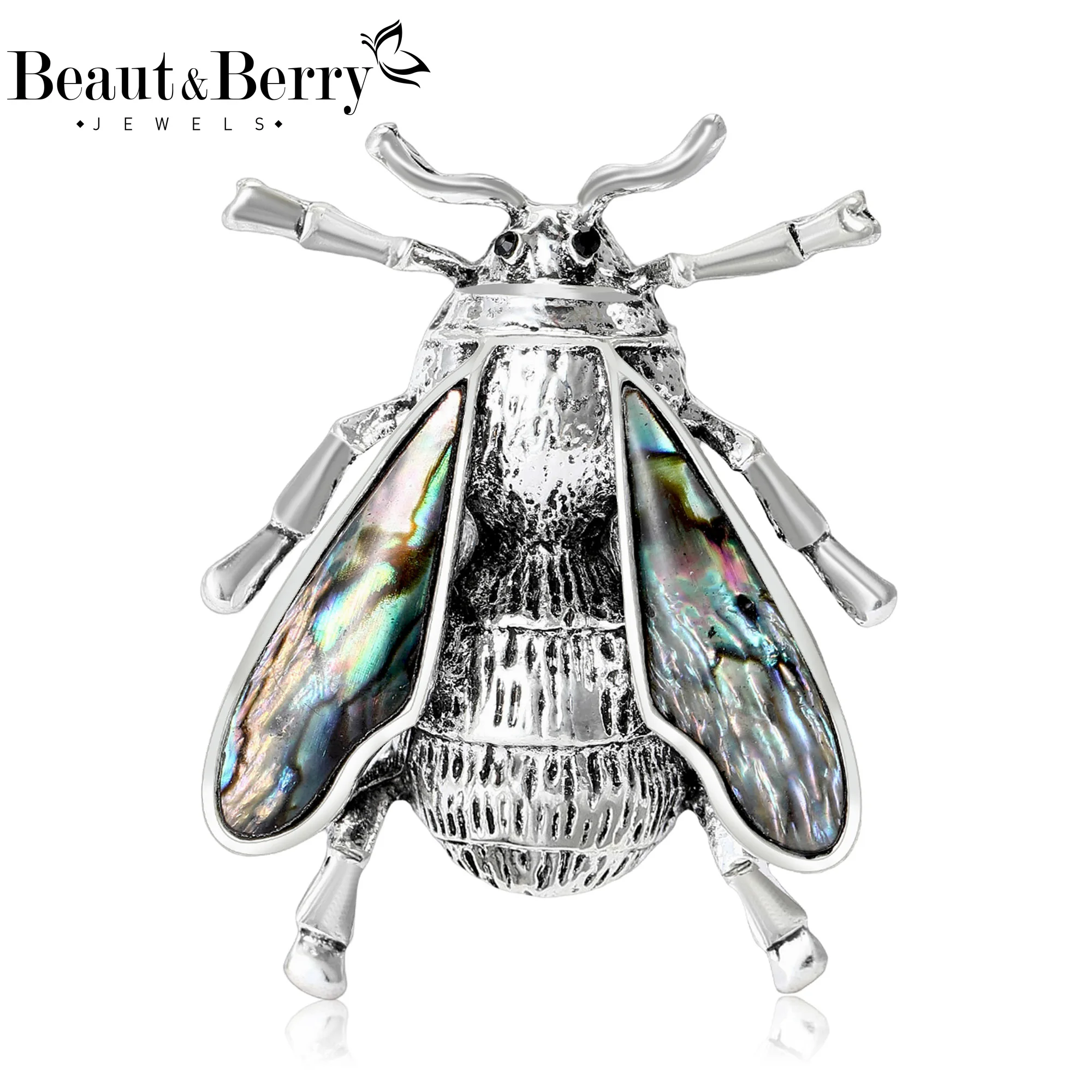 

Beaut&Berry Luxury Enamel Abalone Shell Bee Brooches for Women Unisex Insect Pins Casual Party Jewelry Accessories Gifts