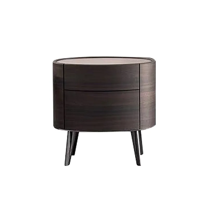 

Tempered glass top E1 grade ash hidden drawer bedside table