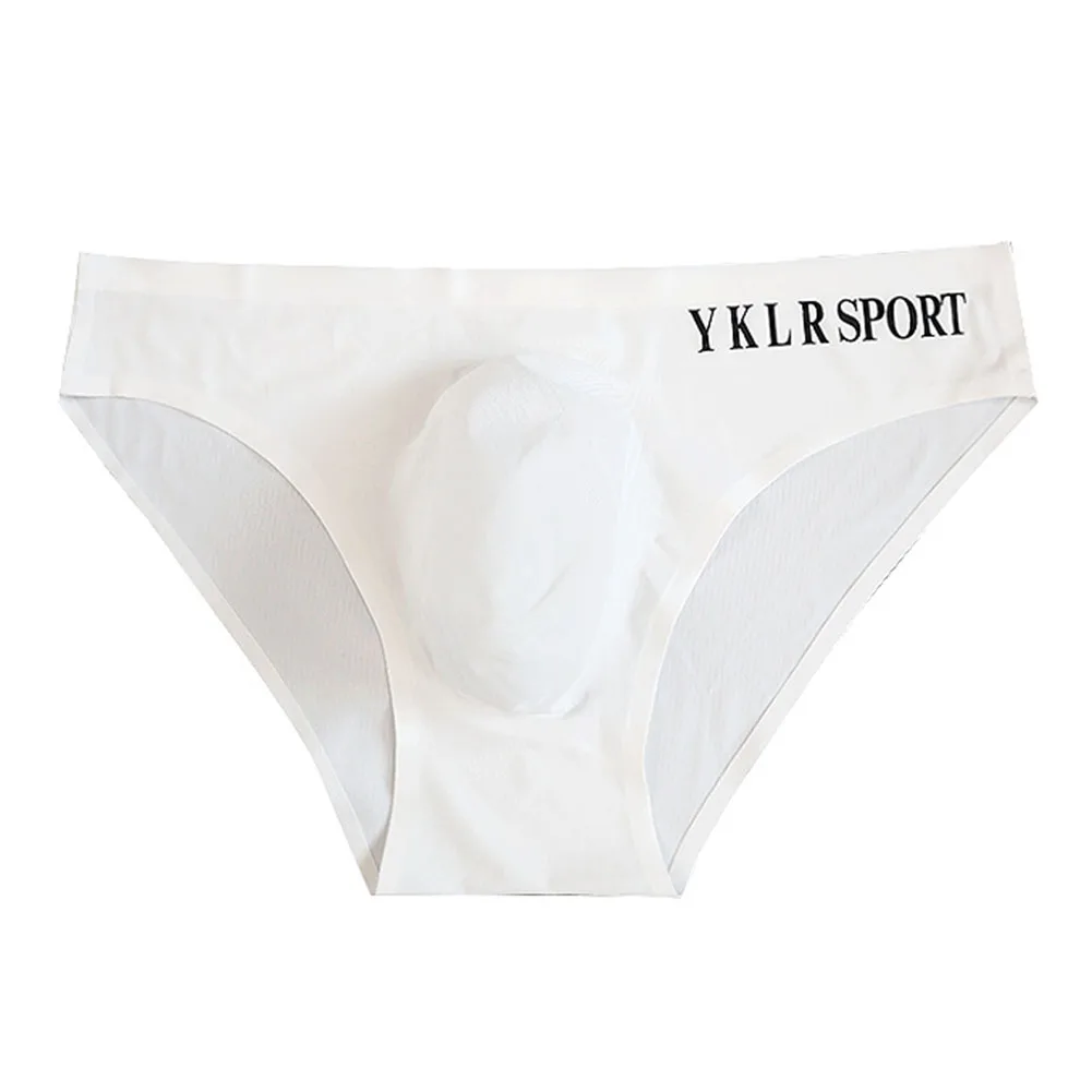 Men's Ice Silk Seamless Briefs Underwear 3D Pouch Ultra-Thin Low Waist Solid Color Breathable Fitness Panties For Daily Wear