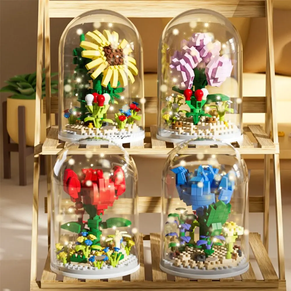 

2024 DIY Decoration Home Flower Bouquet Building Set Decorative Carnation Building Block Model Red Rose ABS Puzzle Toys