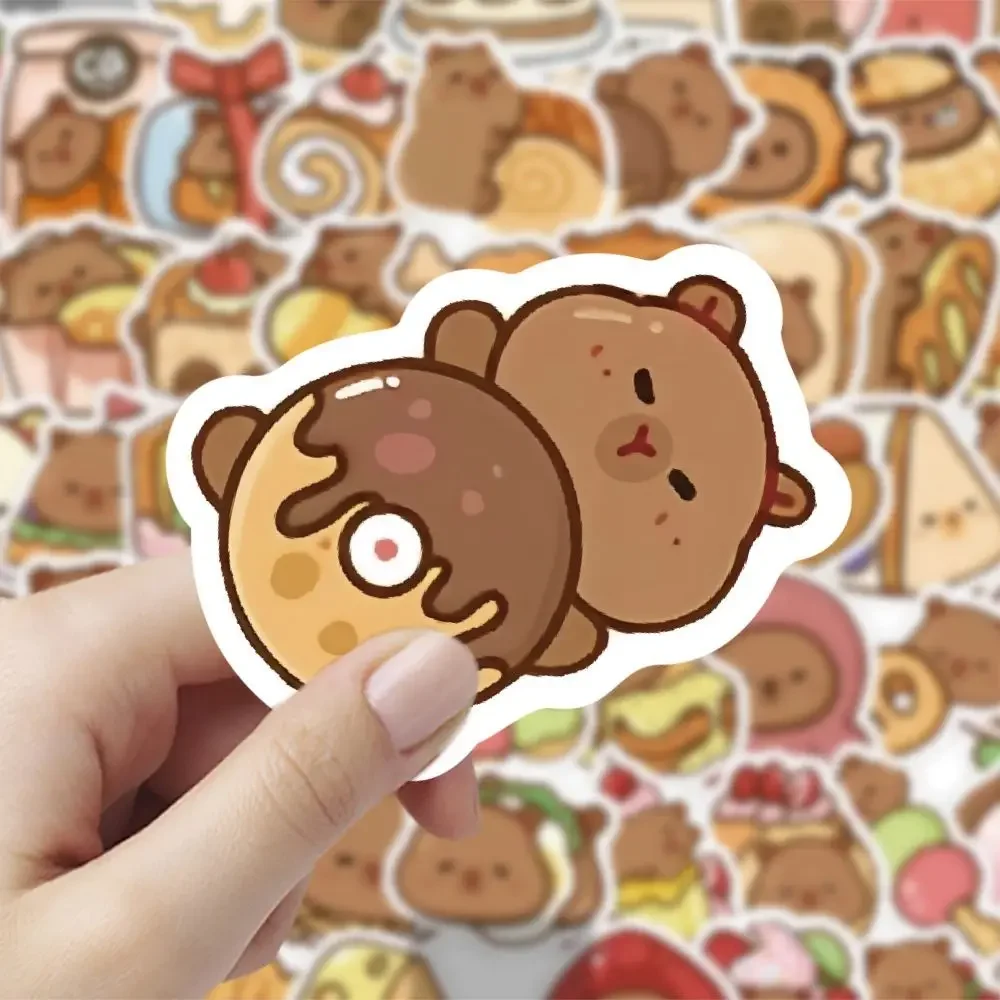 10/30/50Pcs food version kapibara stickers popular cute cartoon waterproof DIY sticker