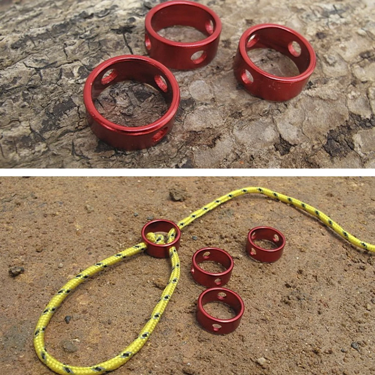 

10pcs Red Alloy Rope Fasteners 19mm 7 5mm Hiking Cord Runner 3 Hole Secure Tent Awning Outdoor Camping Hiking Guyline