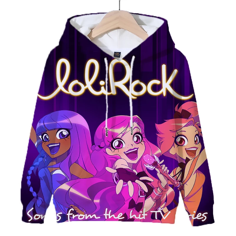 Lolirock dos desenhos animados hoodies crianças impressão 3d moletom topos meninos meninas outono pulôver crianças com capuz kawaii outwear sudadera escolar