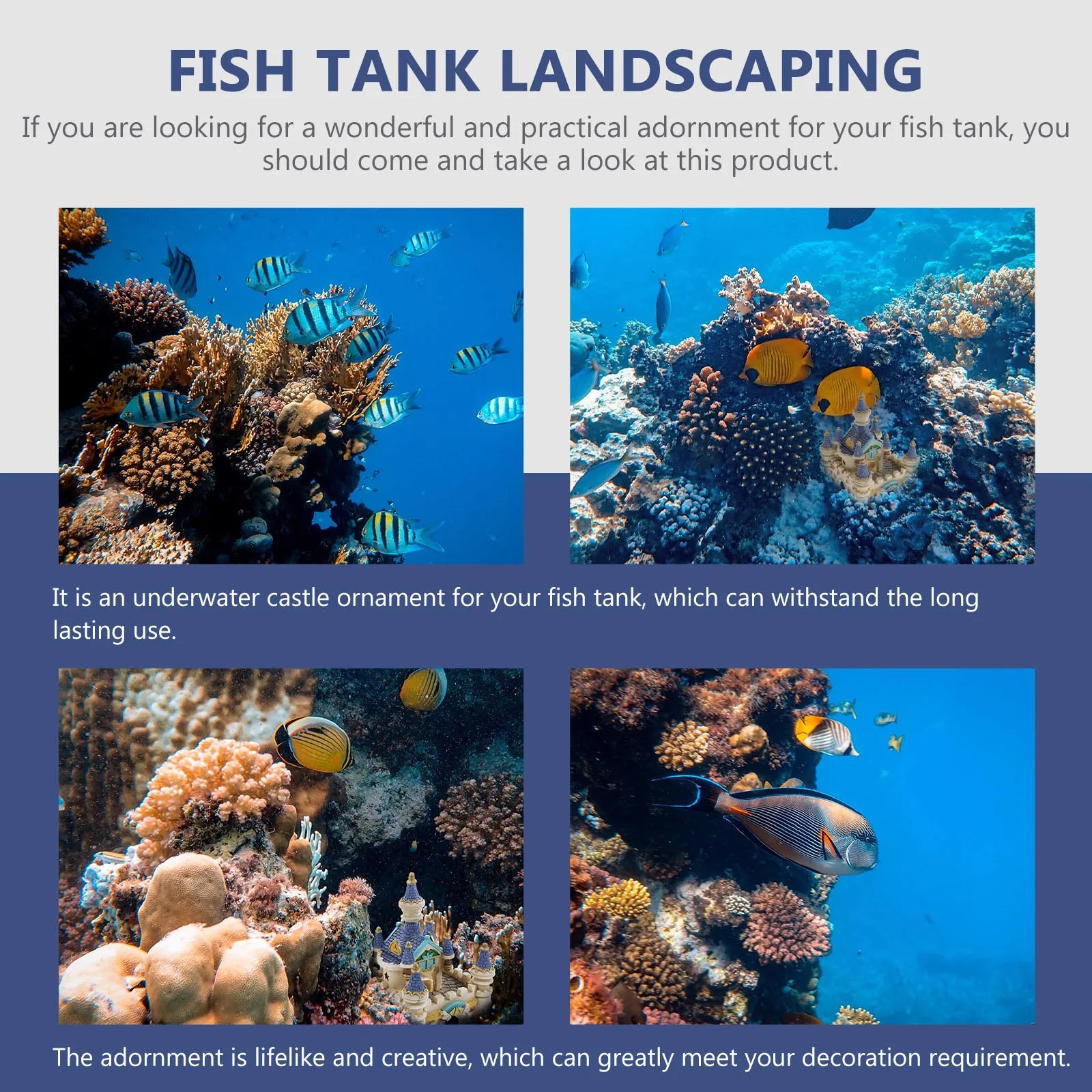 

1Pcs Aquarium Castle Decoration Resin Fish Tank Underwater Ornament Unique Exquisite Modeling Long-Lasting Fade-Resistant Fish