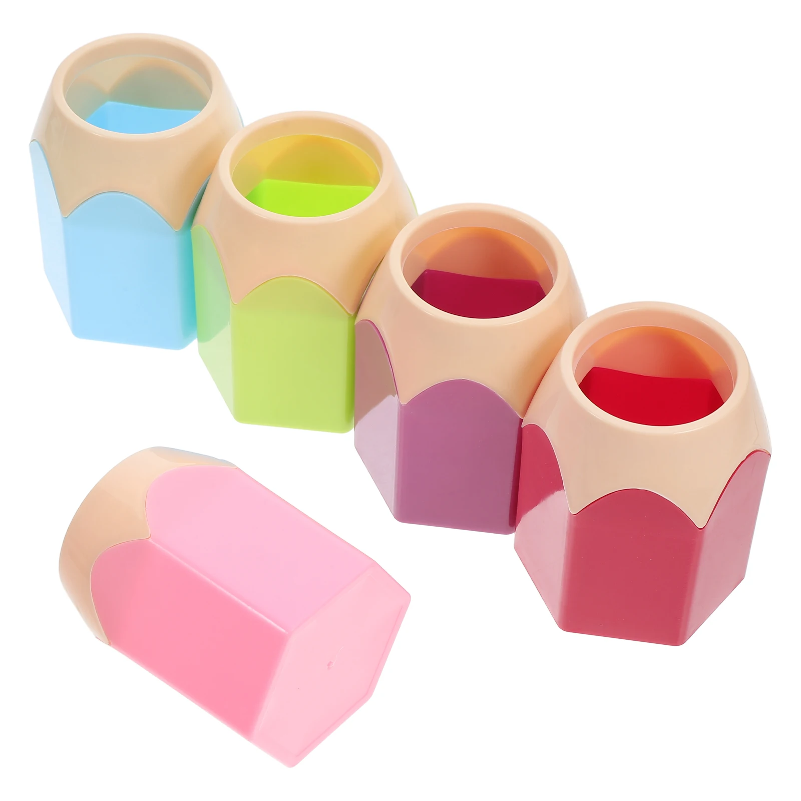 

5 Pcs Contrast Color Pen Holder Office Organizer Desktop Decorations Plastic Stand Pencils