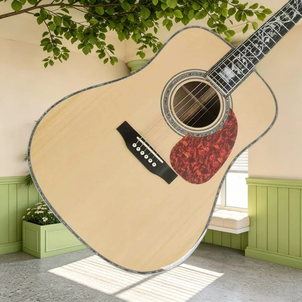 D-45 Natural Dreadnought Acoustic Guitar Spruce Top Rosewood Back Sides Ebony Abalone Inlay Advanced Folk Guitar Free Shipping
