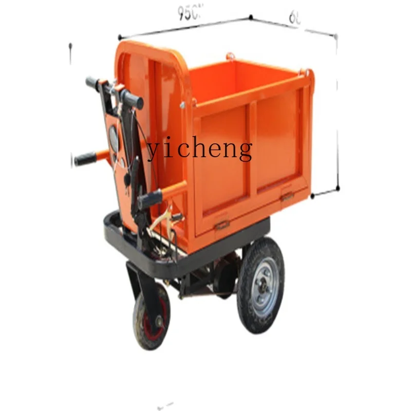 ZC Electric Gray Bucket Truck Platform Trolley Tilting Truck Breeding Tool Cart Trolley Dumptruck