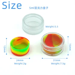 3 pcs 5ML 7ML 10ML Silicone Acrylic Dab Wax Jar Containers,Silicone Cosmetic Containers, Smoking Oil Classification Container