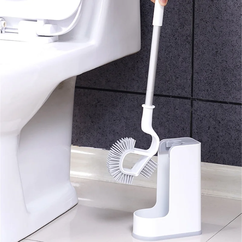 Toilet Double-sided TPR Toilet Brush Rubber Head Holder Cleaning Brush Bathroom Household Floor Cleaning Bathroom Accessories