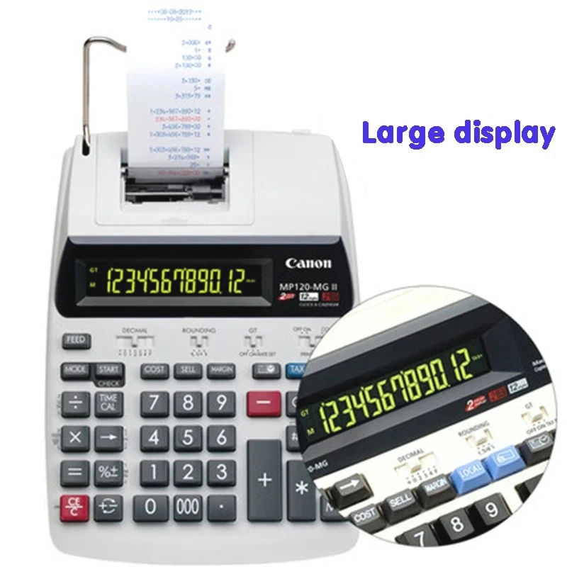 

12Digits with Small Roll Test Paper Lcd Display Calculator Mp120-mgii Large Desktop Plug-in Dual Color Print Computer