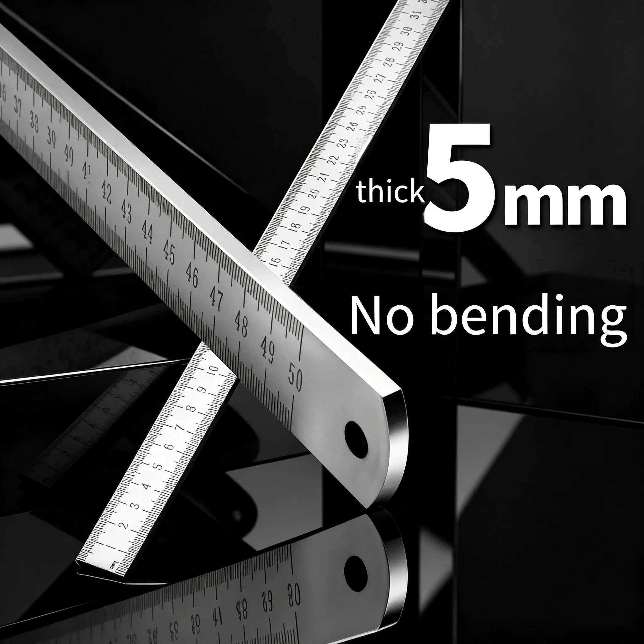 5mm Thickened Industrial Grade Stainless Steel Ruler - High-Precision Measuring Tool for Office, Student & Car Use