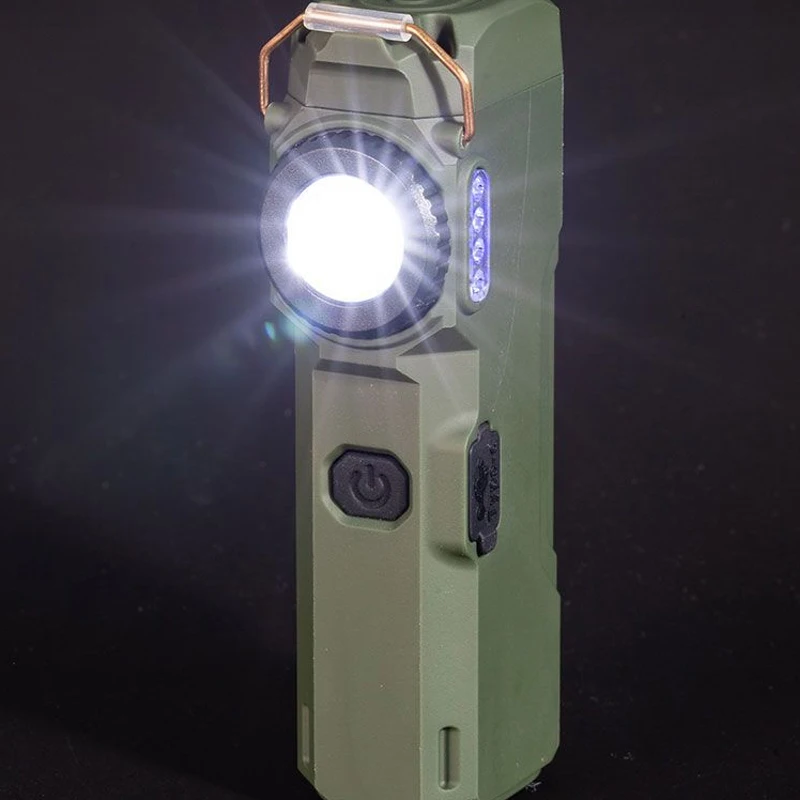 Outdoor Multifunctional Windproof Dual Arc Lighte r Flashlight Strong Light Charging Small Portable Emergency Lighting