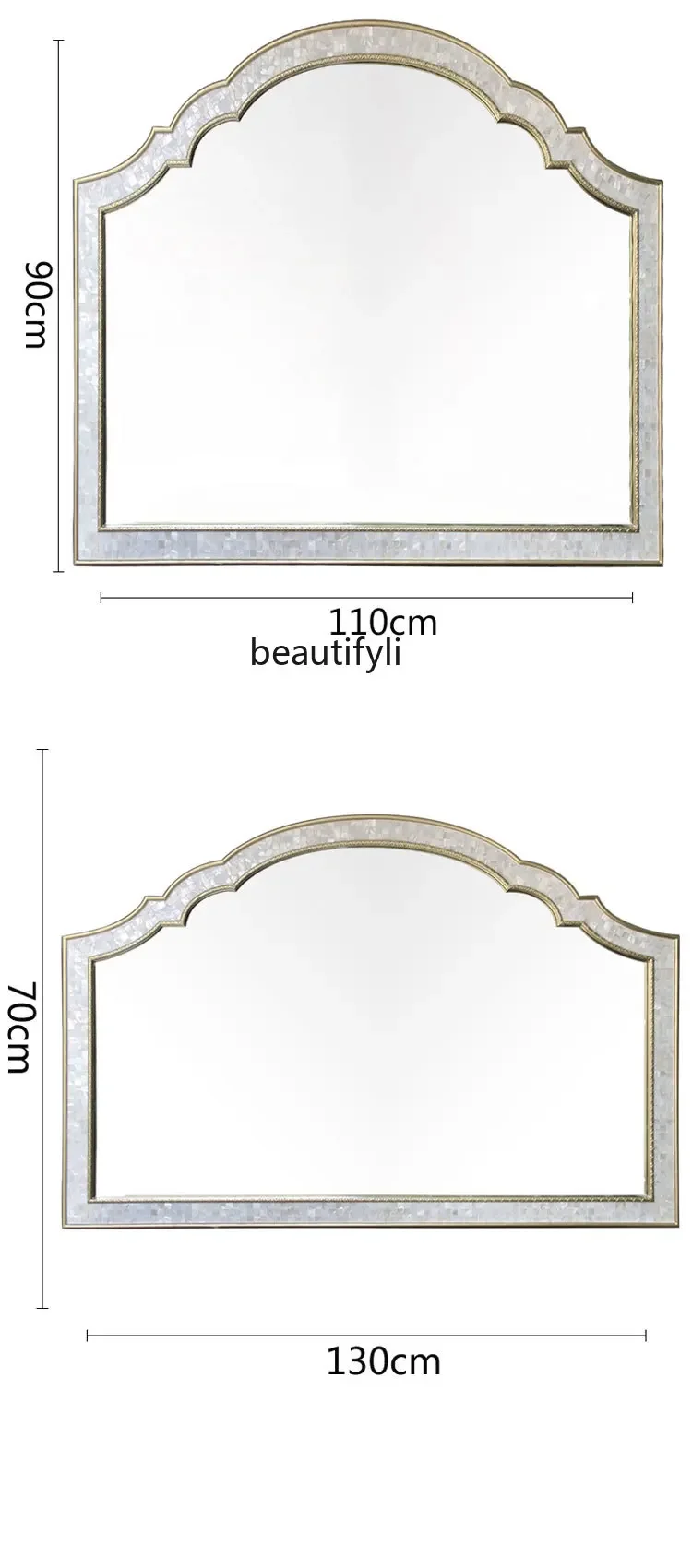 Light luxury French square wall wall hanging decoration, dressing mirror, homestay hotel bathroom mirror, beauty hanging mirror