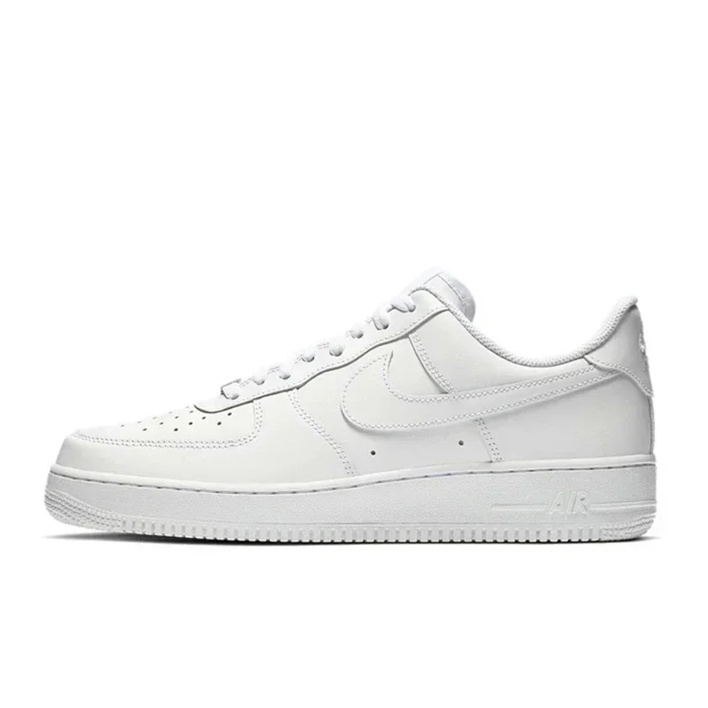 Nike Chaussures De Skate Basses Pour Hommes Et Femmes, Air Force 1 07, Todo Blanco Casual, Clásico, Deportivo, Original